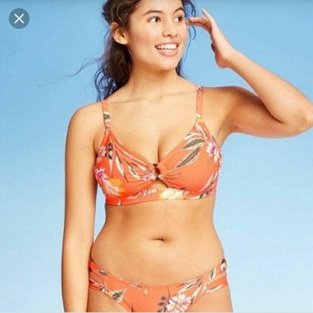New Xhilaration Women's Plus Coral Floral Bikini 20-22W